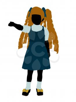 Royalty Free Clipart Image of a Girl in Pigtails