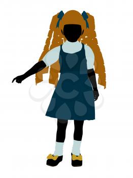 Royalty Free Clipart Image of a Girl in Pigtails