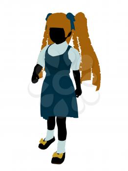 Royalty Free Clipart Image of a Girl in Pigtails