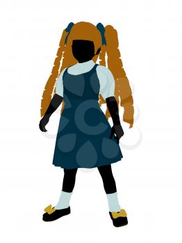 Royalty Free Clipart Image of a Girl in Pigtails