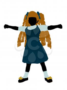 Royalty Free Clipart Image of a Girl in Pigtails