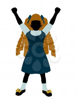 Royalty Free Clipart Image of a Girl in Pigtails