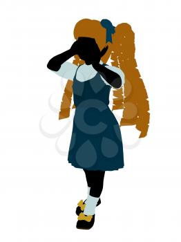 Royalty Free Clipart Image of a Girl in Pigtails