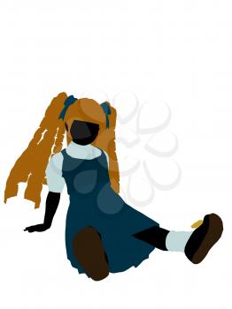 Royalty Free Clipart Image of a Girl in Pigtails