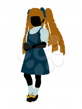 Royalty Free Clipart Image of a Girl in Pigtails