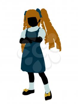 Royalty Free Clipart Image of a Girl in Pigtails