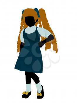 Royalty Free Clipart Image of a Girl in Pigtails