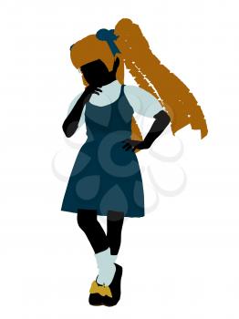 Royalty Free Clipart Image of a Girl in Pigtails