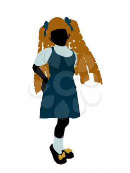 Royalty Free Clipart Image of a Girl in Pigtails