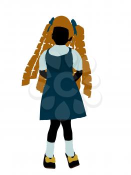 Royalty Free Clipart Image of a Girl in Pigtails