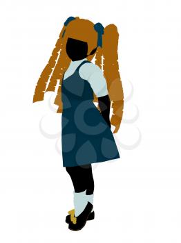 Royalty Free Clipart Image of a Girl in Pigtails