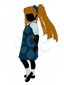 Royalty Free Clipart Image of a Girl in Pigtails