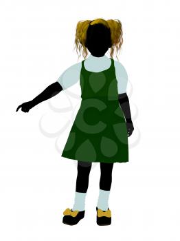 Royalty Free Clipart Image of a Girl in Pigtails