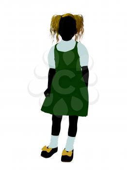 Royalty Free Clipart Image of a Girl in Pigtails