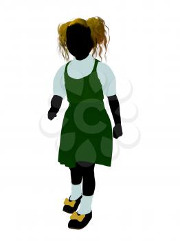 Royalty Free Clipart Image of a Girl in Pigtails