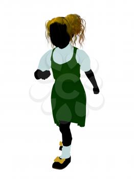 Royalty Free Clipart Image of a Girl in Pigtails