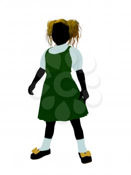 Royalty Free Clipart Image of a Girl in Pigtails