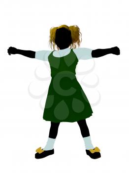 Royalty Free Clipart Image of a Girl in Pigtails