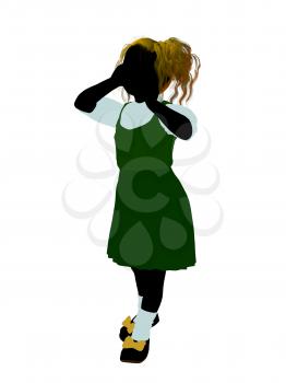 Royalty Free Clipart Image of a Girl in Pigtails