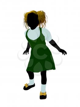 Royalty Free Clipart Image of a Girl in Pigtails