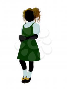 Royalty Free Clipart Image of a Girl in Pigtails