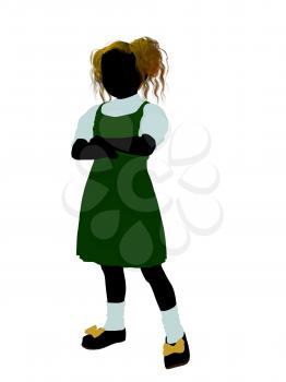 Royalty Free Clipart Image of a Girl in Pigtails