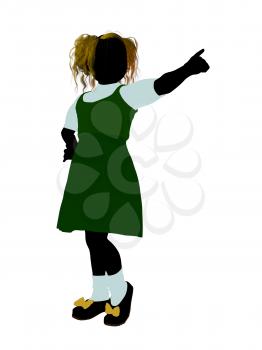 Royalty Free Clipart Image of a Girl in Pigtails