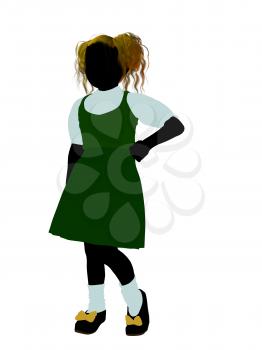 Royalty Free Clipart Image of a Girl in Pigtails