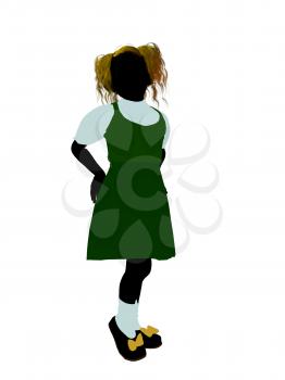 Royalty Free Clipart Image of a Girl in Pigtails