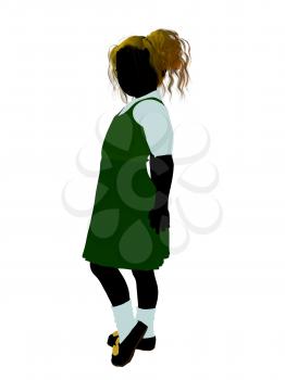 Royalty Free Clipart Image of a Girl in Pigtails