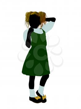 Royalty Free Clipart Image of a Girl in Pigtails