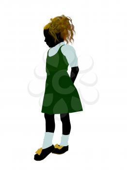 Royalty Free Clipart Image of a Girl in Pigtails