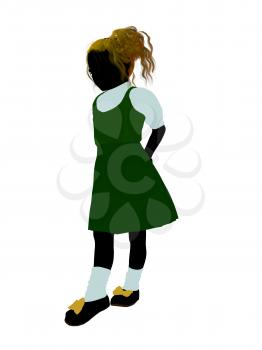 Royalty Free Clipart Image of a Girl in Pigtails