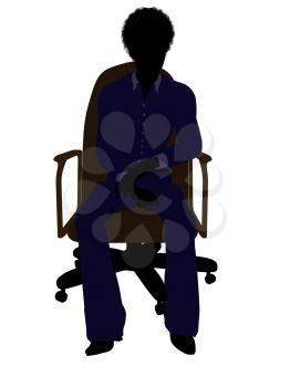 Royalty Free Clipart Image of a Woman Sitting in a Chair