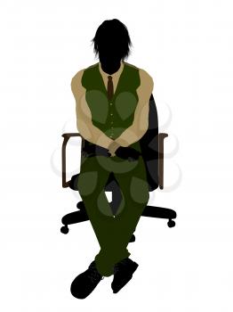 Royalty Free Clipart Image of a Man in a Chair