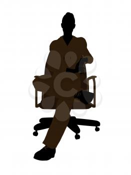 Royalty Free Clipart Image of a Woman in an Office Chair