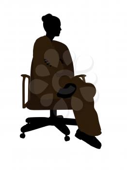 Royalty Free Clipart Image of a Woman in an Office Chair