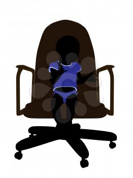 Royalty Free Clipart Image of a Silhouette of a Baby Boy in a Chair