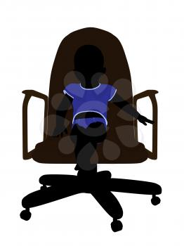 Royalty Free Clipart Image of a Silhouette of a Baby Boy in a Chair