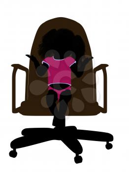 Royalty Free Clipart Image of a Silhouette of a Baby in a Chair