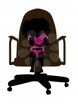 Royalty Free Clipart Image of a Silhouette of a Baby in a Chair