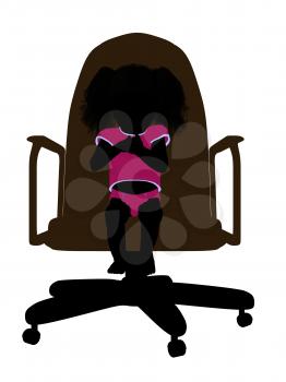 Royalty Free Clipart Image of a Silhouette of a Baby in a Chair