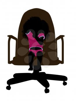 Royalty Free Clipart Image of a Silhouette of a Baby in a Chair