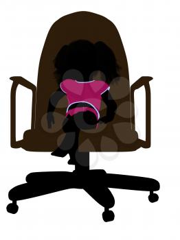 Royalty Free Clipart Image of a Silhouette of a Baby in a Chair