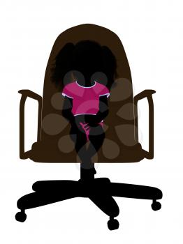 Royalty Free Clipart Image of a Silhouette of a Baby in a Chair