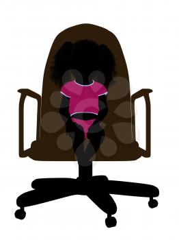 Royalty Free Clipart Image of a Silhouette of a Baby in a Chair