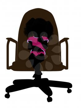 Royalty Free Clipart Image of a Silhouette of a Baby in a Chair