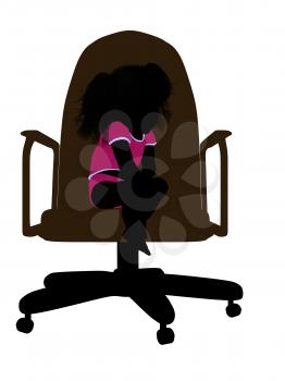 Royalty Free Clipart Image of a Silhouette of a Baby in a Chair