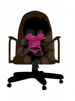 Royalty Free Clipart Image of a Silhouette of a Baby in a Chair