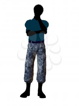 Royalty Free Clipart Image of a Man in Camouflage Pants